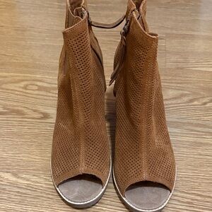 Toms Tan Perforated Ankle Booties